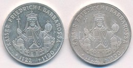 NSZK 1990F 10M (2x) Ag 'I. Barbarossa Frigyes' T:1- Patina FRG 1990F 10 Mark (2x) Ag 'Frederick I Barbarossa' C:AU  Pati - Ohne Zuordnung