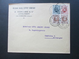Belgien 1931 Auslandsbrief MiF 4 Freimarken Belgian Glass Export Z. Dereume Lobelinsart Nach Hamburg - 1929-1937 Heraldic Lion
