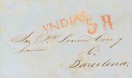 Sobre . 1850. TRINIDAD A BARCELONA. Marca YNDIAS (P.E.92) Edición 2004 (muy Parecida A La Marca Que Se Aplicaba En Santa - Sonstige & Ohne Zuordnung