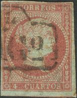 º40. 1855. 4 Cuartos Rojo. Matasello De Correo Certificado De Uso General. MAGNIFICO. - Autres & Non Classés