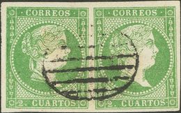 º47(2). 1855. 2 Cuartos Verde, Pareja. Matasello PARRILLA. MAGNIFICA. Edifil 2014: 195 Euros - Other & Unclassified