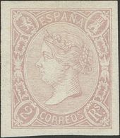 (*)73. 1865. 2 Reales Lila. Enormes Márgenes. PIEZA DE LUJO. Cert. EXFIMA. - Altri & Non Classificati