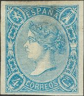 *NE2. 1865. 4 Cuartos Azul (leve Adelgazamiento). NO EMITIDO. BONITO Y RARO. Cert. CEM. - Andere & Zonder Classificatie