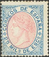 *95. 1867. 25 Mils Azul Y Rosa. Centraje De Emisión. BONITO. - Autres & Non Classés