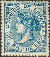 *97. 1868. 25 Mils Azul. Color Intenso. MAGNIFICO. Cert. CEM. - Otros & Sin Clasificación