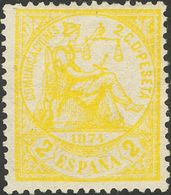 *143. 1874. 2 Cts Amarillo. Excelente Centraje. MAGNIFICO. - Autres & Non Classés