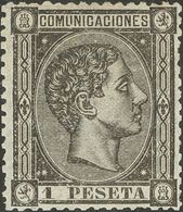 *169. 1875. 1 Pts Negro. Excelente Centraje. MAGNIFICO. Edifil 2018: +275 Euros - Other & Unclassified