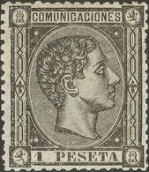 *169. 1875. 1 Pts Negro. Excelente Centraje. MAGNIFICO. Edifil 2018: +275 Euros - Altri & Non Classificati