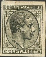 (*)190es. 1878. 2 Cts Negro (leve Puntito Claro En El Margen). Variedad CAMBIO DE COLOR Y SIN DENTAR. BONITO. Edifil 201 - Andere & Zonder Classificatie