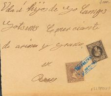 Sobre 219, 240. 1899. 15 Cts Castaño Y 5 Cts Negro. ULLDECONA A REUS. Matasello Cartería TARRAGONA / ULLDECONA, En Azul. - Other & Unclassified