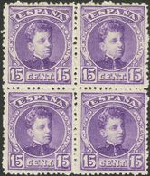 **246(4). 1901. 15 Cts Violeta, Bloque De Cuatro. MAGNIFICO. Edifil 2009: +68 Euros - Other & Unclassified