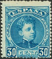 *NE12. 1901. 30 Cts Azul (centraje Habitual). NO EMITIDO. MAGNIFICO Y MUY RARO. Cert. CEM. Edifil 2018: 1.785 Euros - Other & Unclassified