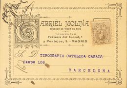 Sobre 267. 1922. 2 Cts Castaño (sin Matasellar). Tarjeta Postal De La Casa Comercial "Gabriel Molina" De MADRID A BARCEL - Andere & Zonder Classificatie