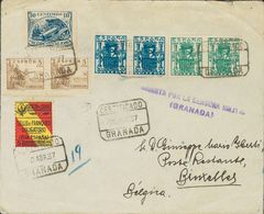 Sobre NE56/57(2). 1937. Serie Completa NO EMITIDA, Pareja. Certificado De GRANADA A BRUSELAS (BELGICA). Al Dorso Llegada - Sonstige & Ohne Zuordnung