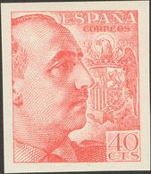 **925ccs. 1940. 40 Cts Rosa. Variedad CAMBIO DE COLOR Y SIN DENTAR. MAGNIFICO Y RARO. Cert. CEM. Edifil 2015: 700 Euros - Otros & Sin Clasificación