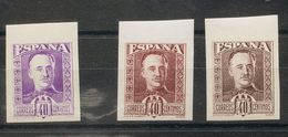 **. (1940ca). 40 Cts Violeta, 40 Cts Castaño Rojo Y 40 Cts Castaño. ENSAYOS DE COLOR Y SIN DENTAR, De Un Diseño No Adopt - Otros & Sin Clasificación