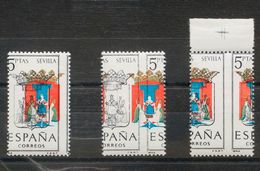 **1638ida(3). 1965. Conjunto De Tres Variedades Diferentes De COLOR DESPLAZADO Del 5 Pts Multicolor (escudo De Sevilla). - Sonstige & Ohne Zuordnung