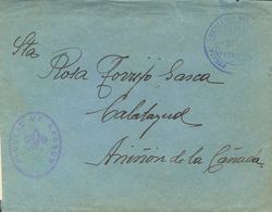 Sobre . 1936. Carta (con Texto, Una Parte Recortado) TARDIENTA (HUESCA) A ANIÑON (ZARAGOZA). Marcas De Franquicia FUERZA - Sonstige & Ohne Zuordnung