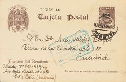 Sobre EP86. 1939. 20 Cts Castaño Sobre Tarjeta Entero Postal De VALENCIA A MADRID, Remitida Desde El Campo De Concentrac - Other & Unclassified