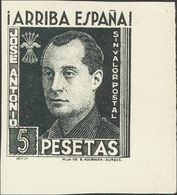 **. 1937. 5 Pts Negro, Esquina De Pliego. JOSE ANTONIO. MAGNIFICO. (Allepuz 60s). - Other & Unclassified