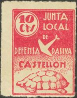 **. 1937. 10 Cts Carmín. CASTELLON. JUNTA LOCAL DE DEFENSA PASIVA. MAGNIFICO Y RARISIMO. (Allepuz 35) - Other & Unclassified