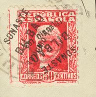 Fragmento . 1937. 30 Cts Carmín, Sobre Fragmento. Sobrecarga SONASTE / BILBAO / 18 JUNIO 1937, De Iniciativa Privada. MA - Altri & Non Classificati