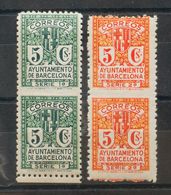 *9spv, 10spv. 1932. 5 Cts Verde Y Verde Claro Y 5 Cts Rojo Y Amarillo, Parejas Verticales. Variedad SIN DENTAR ENTRE LOS - Andere & Zonder Classificatie