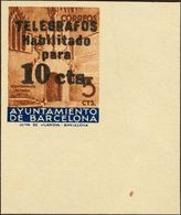 (*)9s. 1936. 10 Cts Sobre 5 Cts Castaño Y Azul, Esquina De Hoja. SIN DENTAR. MAGNIFICO. Edifil 2017: 140 Euros - Sonstige & Ohne Zuordnung