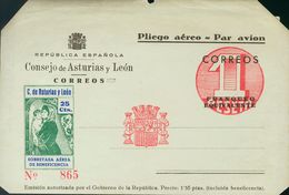 (*)EP1. 1938. 1 Pts Sobre 25 Cts Multicolor, Sobre Aerograma. MAGNIFICO. Edifil 2011: 95 Euros - Andere & Zonder Classificatie