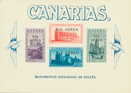 **62. 1939. Hoaja Bloque. Sobrecarga VIA AEREA, En Negro. MAGNIFICA. Edifil 2018: +130 Euros - Autres & Non Classés