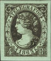 *6. 1865. 4 Reales Negro Sobre Verde. PIEZA DE LUJO. Cert. EXFIMA. Edifil 2019: 235 Euros - Otros & Sin Clasificación