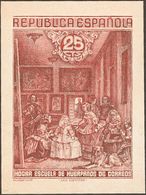 (*)31P. 1938. 25 Cts Carmín Vinoso. PRUEBA DE PUNZON. MAGNIFICA Y RARA. (Gálvez HC26) - Andere & Zonder Classificatie