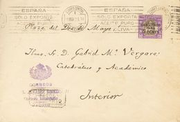 Sobre 9. 1928. 5 Cts Sobre 5 Pts Violeta Y Castaño De Beneficencia. Correo Interior De MADRID. Marca De Franquicia CORRE - Sonstige & Ohne Zuordnung