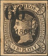 *17. 1866. ¼ Real Negro. Con La Sobrecarga De "1866", Este Sello Está Catalogado En La Mayoría De Catálogos Ejemplo De E - Otros & Sin Clasificación