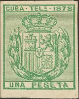 *43s. 1878. 1 Pts Verde Amarillo. SIN DENTAR. MAGNIFICO. - Otros & Sin Clasificación