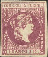 (*)13. 1863. 1 Real Violeta (adelgazado). MAGNIFICO. Cert. CEM. Edifil 2019: 980 Euros - Otros & Sin Clasificación