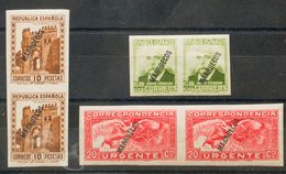 **80s(2), 83s(2), 84s(2). 1933. 60 Cts Oliva, 10 Pts Castaño Y 20 Cts Rojo, En Pareja. SIN DENTAR. MAGNIFICAS. Edifil 20 - Other & Unclassified