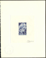 IVORY COAST (1965) Yellow-billed Stork. Die Proof In Dark Blue Signed By The Engraver MONVOISIN. Scott No 238 - Ooievaars