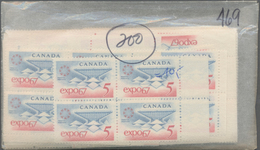 Canada: 1954/1967, Gigantic Stock MNH Sorted In Glassines By 100 To 800 Copies. Face Value $5498,- C - Colecciones