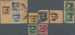 China - Fremde Postanstalten / Foreign Offices: USA, 1913/22 (ca.), On Piece: Unoverprinted (13) Inc - Altri & Non Classificati