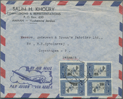 Jordanien: 1940/1961, Collection With Ca.50 Covers, Cards And Stationieries, Comprising Airmail Cove - Jordania