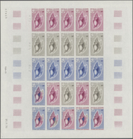 Neukaledonien: 1969/1975, IMPERFORATE COLOUR PROOFS, MNH Collection Of 58 Complete Sheets (=1.405 Pr - Ongebruikt