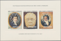 St. Thomas Und Prinzeninsel - Sao Thome E Principe: 1981, Ludwig Van Beethoven Overprinted With Lady - Sao Tome En Principe