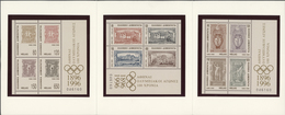 Griechenland: 1996, 100 Years Of Modern Olympic Games, Three Souvenir Sheets MNH In A Souvenir Folde - Neufs