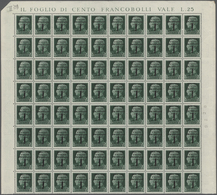 Italien: 1944. 25 C Green "Imperiale" With Inverted RSI Overprint. Block Of 80 (folded Alongside The - Collections