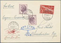 Schweiz: 1946, 6 Briefe Für PRO AERO 1946 Mit Sondermarke Und Unterschiedlichen Flugrouten (KW 360,- - Collections