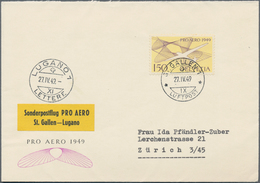 Schweiz: 1949, 6 Briefe Für PRO AERO 1949 Mit Sondermarke Und Unterschiedlichen Flugrouten (KW 400,- - Lotti/Collezioni