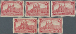 Deutsches Reich - Germania: 1902, Germania O.Wz., 1 Mark Karminrot, Gez. 26:17, Fünf Werte Ungebrauc - Sammlungen