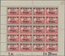 Deutsche Besetzung I. WK: Landespost In Belgien: 1918, 1 F. 25 Cent Auf 1 Mark Karminrot, Wertangabe - Ocupación 1914 – 18