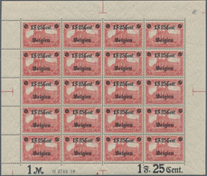 Deutsche Besetzung I. WK: Landespost In Belgien: 1918, 1 F. 25 Cent Auf 1 Mark Karminrot, Wertangabe - Occupazione 1914 – 18